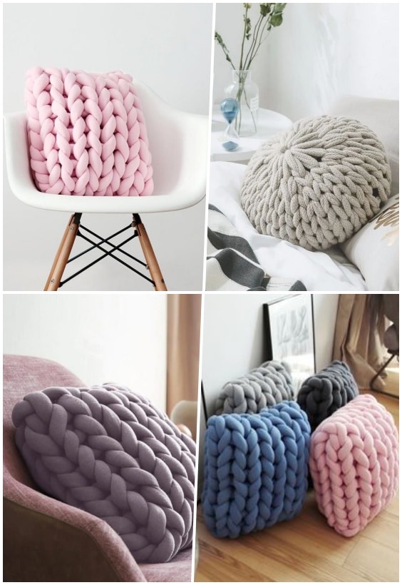 coussin grosse maille tricot